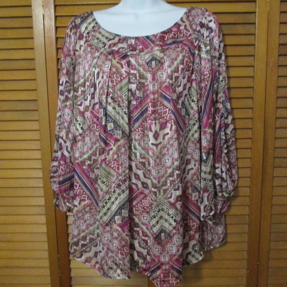 Sara Michelle top Boho Feminine Flowy open sleeve lightweight pullover sz XL/1x